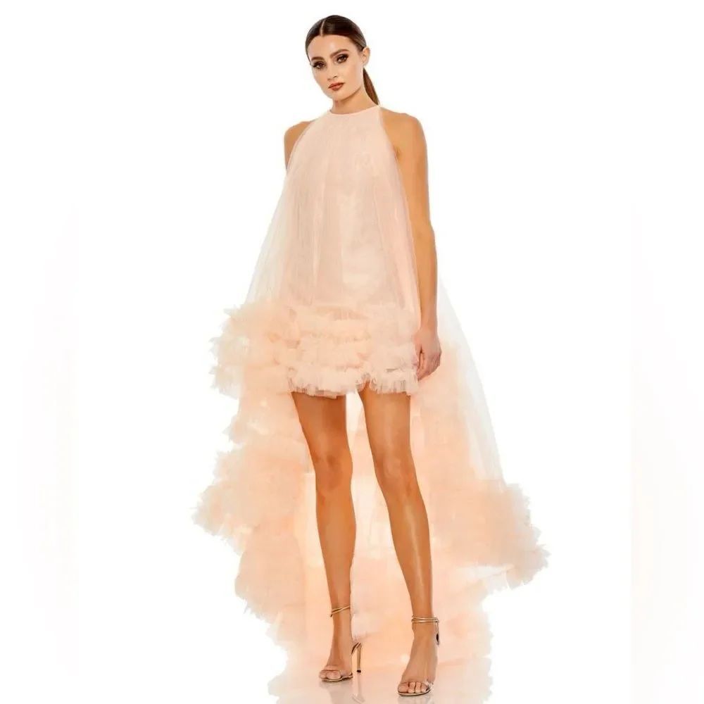 Mac Duggal Juliana High-Low Ruffle-Hem Tulle Tent Gown/ size 6